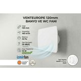 VentEurope Joy 120 Bd – 12 cm Banyo & Tuvalet Aspiratörü | Sessiz ve Güçlü Klapeli Fan Beyaz