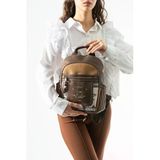 Ventis Amazing Vintage Kadın Sırt El Çantası Çok Bölmeli Desenli Tasarım Kapitone Kahverengi Model: 571-21F