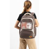 Ventis Qualty – Okul Çantası Su Geçirmez Klinkır Kumaş Unisex Sırt Çantası Model (1g) - Vizon - Beyaz
