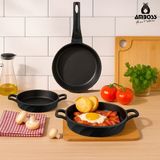 Vento 3 Parça Döküm 26 cm Tava 18-20 cm Sahan Seti - Siyah