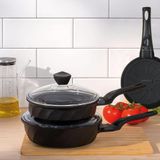 Vento 6 Parça Döküm Cam Kapaklı Tava 18-22-26 Cm