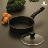 Vento Döküm Cam Kapaklı Tava 18X5 cm - Siyah