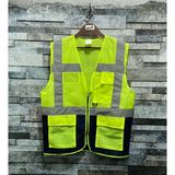 Vento Mühendis Tipi Reflektörlü Çift Renk Ikaz Yeleği (Sarı-Lacivert) - Sarı - Lacivert - XL