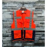 Vento Mühendis Tipi Reflektörlü Çift Renkli Ikaz Yeleği (Turuncu-Lacivert) - 2XL