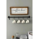 Vento Store 6 Kancalı Duvara Monte Dekor Kaşıklık ve Kupa Askısı 60 cm x 20 cm Kahve Severler İçin - Standart