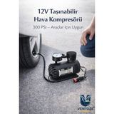 Ventoze 12V 300 Ps Taşınabilir Hava Kompresörü I Araç Lastik Şişirme Pompası Mini Elektrikli Kompresör - VNT-PM-DRP-001