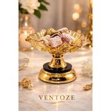 Ventoze Dekoratif Gold Detaylı Ayaklı Modern Cam Sunumluk | Meyvelik Şekerlik Lüks Sunum Tepsisi 21X12 cm - 21 x 12 cm