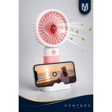 Ventoze Taşınabilir El Fanı Şarjlı Mini Vantilatör Telefon Tutuculu Masaüstü Standlı