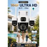 Ventus Icsee 9001 9mp 3 Lens Wifi Güvenlik Kamerası, Motorlu Gece Görüşlü Dış Mekan Kamera, 32GB Kart ve Adaptör - ESV9001-32GB