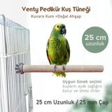 Venty Pedikür Papağan Tünek 25 mm Çap Uzunluk Seçenekli / 1 Adet - Kumlu Tünek- Zımpara Tünek - 25 cm