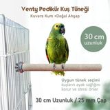 Venty Pedikür Papağan Tünek 25 mm Çap Uzunluk Seçenekli / 1 Adet - Kumlu Tünek- Zımpara Tünek - 30 cm