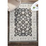 Venucci Home & Living Century Floral %100 Polyester Oturma Odası Salon Mutfak Halısı Eskitme Çiçekli Vintage Halı - Antrasit - 300 x 400 cm