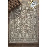 Venucci Home & Living Frezia Floral Bambu Polyester Oturma Odası Salon Mutfak Halısı Eskitme Çiçekli Vintage Halı - Antrasit - 80 x 300 cm