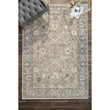 Venucci Home & Living Frezia Floral Bambu Polyester Oturma Odası Salon Mutfak Halısı Eskitme Çiçekli Vintage Halı - Antrasit - Gri - 120 x 170 cm