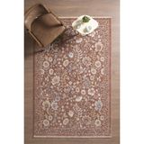 Venucci Home & Living Frezia Floral Bambu Polyester Oturma Odası Salon Mutfak Halısı Eskitme Çiçekli Vintage Halı - Kahverengi - 300 x 400 cm