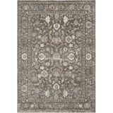 Venucci Home & Living Frezia Floral Bambu Polyester Oturma Odası Salon Mutfak Halısı Eskitme Çiçekli Vintage Halı - Koyu Gri - 80 x 300 cm