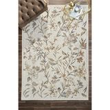 Venucci Home & Living Frezia Floral Bambu Polyester Oturma Odası Salon Mutfak Halısı Eskitme Çiçekli Vintage Halı - Krem - 180 x 250 cm