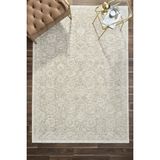 Venucci Home & Living Frezia Floral Bambu Polyester Oturma Odası Salon Mutfak Halısı Eskitme Çiçekli Vintage Halı - Krem Bej - 120 x 170 cm