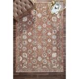 Venucci Home & Living Frezia Floral Bambu Polyester Oturma Odası Salon Mutfak Halısı Eskitme Çiçekli Vintage Halı - Pudra - 100 x 200 cm