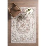 Venucci Home & Living Frezia Floral Vintage Halı 160 x 230 cm Modern Tema Bambu Polyester Dokuma Özellikli - Krem