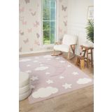 venucci home & living Quincey Bukleli Yumuşak Peluş Post Pembe Çocuk Odası Halı Kız Çocuk Odası Halısı