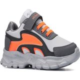 Venuma Rahat Çocuk Spor Ayakkabı Sneaker Cilt Filet Siyah/gri/turuncu - Siyah - Gri - Turuncu