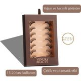 Venura Beauty Glow 7’li Takma Kirpik Seti - Yoğun & Hacimli, Dramatik ve Çekik Etki, Şeffaf Bant - Siyah