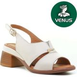 Venüs 2311510Y Kadın Hakiki Deri Tokalı Kalın Topuk Comfort Sandalet - Bej