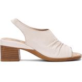 Venüs 2311513 Kadın Deri Büzgülü Kalın Topuk Comfort Sandalet - Bej
