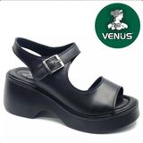 Venüs 2313125 Kadın Hakiki Deri Platform Yüksek Taban Sandalet - Siyah