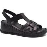 Venüs 24028801 Siyah Hakiki Deri Dolgu Topuk Comfort Kadın Sandalet