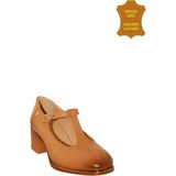 Venüs 2512705Y Vintage Topuklu Mary Jane Model Kadın Deri Ayakkabı Taba M