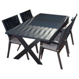 Venüs 6 Kişilik Masa Takımı Gri-Antrasit (90x150 cm Masa + 6 Adet Sandalye)