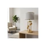 VENÜS ARCTURUS ABAJUR | MODERN GOLD METAL ABAJUR | A. GRİ GOLD Ş. KUMAŞ BAŞLIK |MASA ÜSTÜ AYDINLATMA
