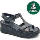 Venüs Boobril Hakiki Deri Comfort Ortopedik Kadın Sandalet - Siyah