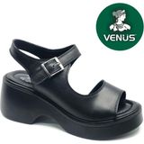 Venüs Buzzard Hakiki Deri Comfort Ortopedik Kadın Sandalet - Siyah