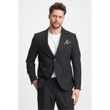 Venüs Erkek Koyu Gri 4 Mevsim Rahat Kumaş Slim Fit Yarım Astar Ceketi 2'li Takım Elbise Koyu Gri 48