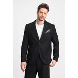 Venüs Erkek Siyah 4 Mevsim Rahat Kumaş Slim Fit Yarım Astar Ceketi 2'li Takım Elbise Siyah 54