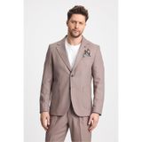 Venüs Erkek Vizon 4 Mevsim Rahat Kumaş Slim Fit Yarım Astar Ceketi 2'li Takım Elbise Vizon 48