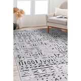 Venüs Gri İskandinav Desenli Kaymaz Pamuk Kilim – Makinede Yıkanabilir, Modern ve Dayanıklı Tasarım Halı - 200 x 950 cm