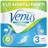 Venüs Hijyenik Ped Gece Kullanımı İçin Ultra İnce 21 Adet Ekstra Koruma Sağlayan