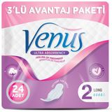 Venüs Hijyenik Ped Uzun 24 Adet Konforlu Kullanım İçin Ultra İnce Tasarım - 1