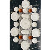 VENÜS HOME DECORATION Gold Elips 6 Kişilik 21 Parça Çay Tabaklı Kahvaltı Takımı
