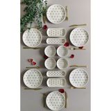 Venüs Home Decoration Kalp Desen Kırmızı 6 Kişilik 14 Parça Kahvaltı Takımı