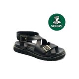 Venüs İngoo Hakiki Deri Comfort Ortopedik Kadın Sandaleti, Siyah