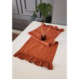 Venüs Keten 2-kenar Fırfırlı Vintage Runner Örtü Kiremit 40x110
