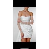 VENÜS MODA by Pınar Büzgülü Tül Eldiven S/m Beden Gelinlik Kolluğu Parmaksız Gelin Eldiveni Nikah Eldiveni
