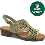 Venüs Nimbatik Hakiki Deri Comfort Ortopedik Kadın Sandalet - 1X2-Yeşil