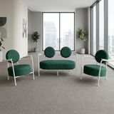 Venüs Ofis ve İş Yeri Bekleme Koltuk Takımı - Soft Kumaş - Metal Beyaz İskelet - Yeşil