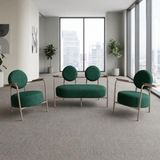 Venüs Ofis ve İş Yeri Bekleme Koltuk Takımı - Soft Kumaş - Metal Cappuccino Renk İskelet - Yeşil